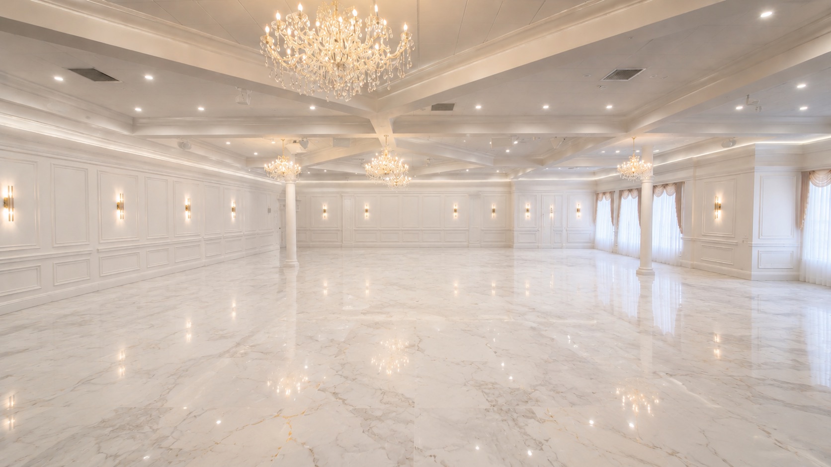 Wide view of The One Event Venue ballroom
